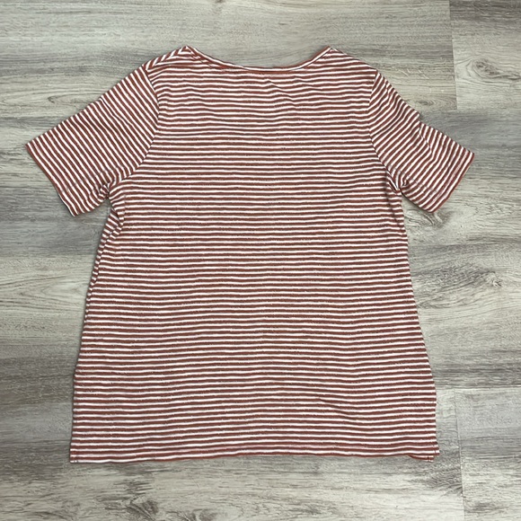 Chico's Melon, White & Shiny Silver Striped Short Sleeve The Ultimate Tee Medium - Picture 6 of 11
